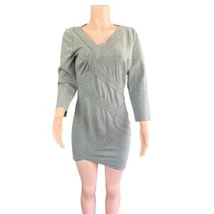 Robert Rodriguez Grey Fitted Long Sleeve Mini Dress Size 10